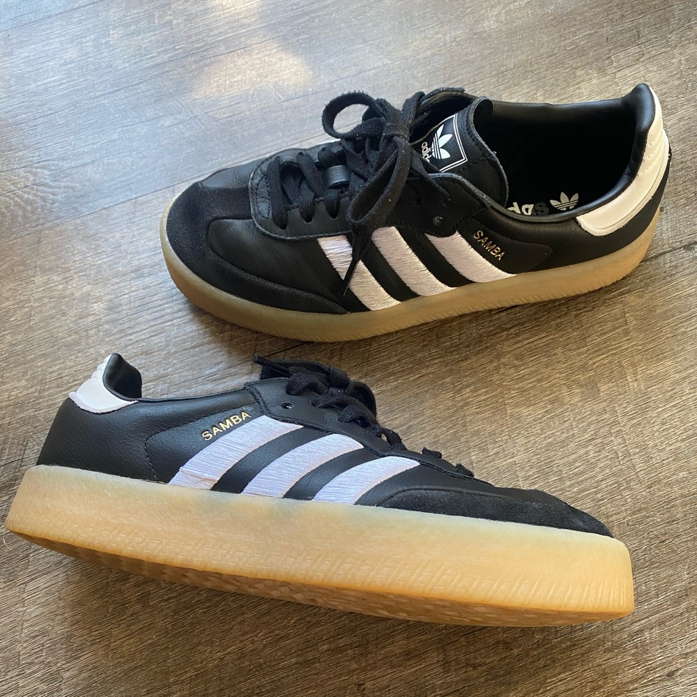 Adidas Sambae Black and White with Gum Sole